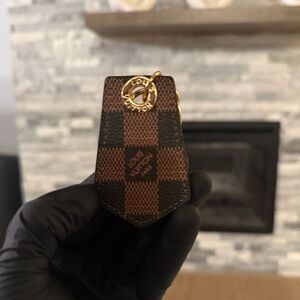 Louis Vuitton Damier Ebene Key Holder Bag Charm Gold Hardware Authentic